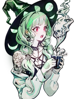 Mint Chocolate Latte Witch Print