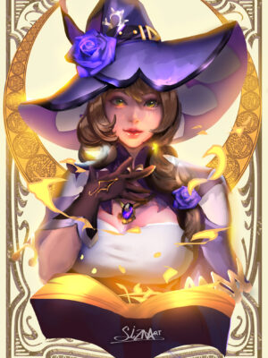 Enchanting artwork of Lisa from Genshin Impact, radiating magic and mystery with a spellbinding aesthetic.