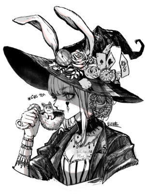 Mad Hatter Black and White Print