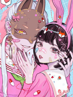 A Silent Hill F – Kotoyuki & Hinako Fox Mask Print (11"x17") Y2K Aesthetic Decora Silent Hill Fanart Poster