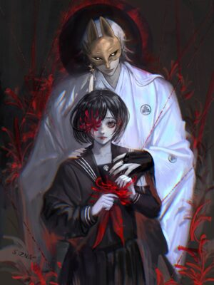 A Silent Hill F – Kotoyuki & Hinako Fox Mask Print (11"x17") | Magnetic Print | Silent Hill Fanart Poster